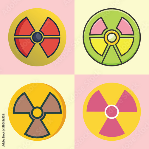 Flat Radiation Symbol Illustration  Hazard Warning and Nuclear Danger Vector Icon