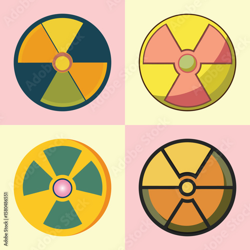 Flat Radiation Symbol Illustration  Hazard Warning and Nuclear Danger Vector Icon