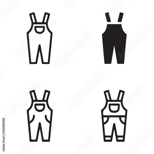 Vector Illustration of Different Styles of Bib Overalls
