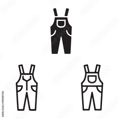 Vector Illustration of Different Styles of Bib Overalls
