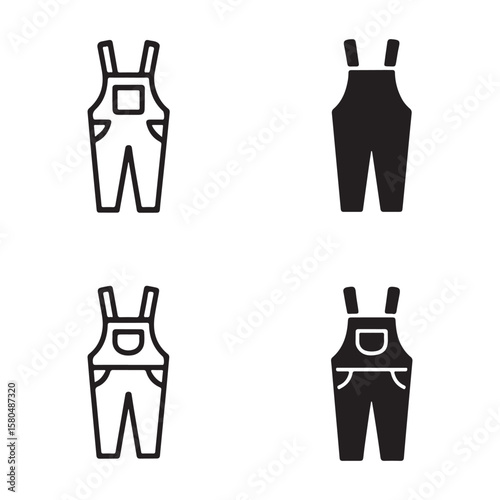 Vector Illustration of Different Styles of Bib Overalls
