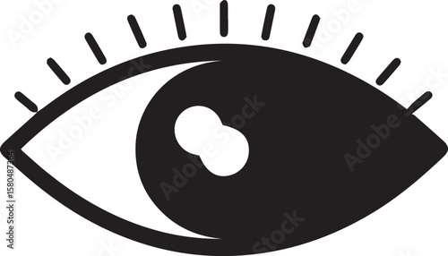 Adobe Illustrator ArtwMinimalist black and white outline of an eye with lashes, representing vision, awareness, and observation on a transparent background.