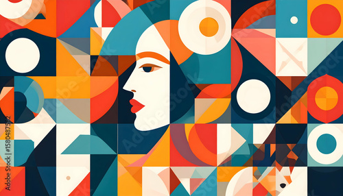 Colorful Geometric Portrait of a Woman