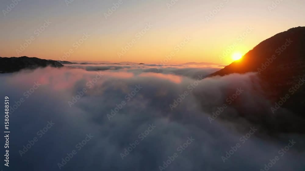 4K Time lapse of Majestic sunset or sunrise landscape cloud Amazing light of nature cloudscape sky Clouds moving away rolling motion. Nature composition.