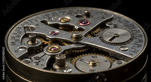 Wallpaper Mural Close-up of an intricate vintage watch mechanism with gears and dials. Torontodigital.ca