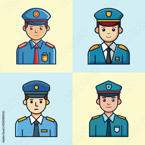 Security Guard Flat Style Occupation Vector Illustration