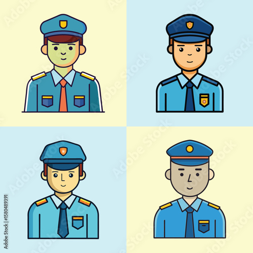 Security Guard Flat Style Occupation Vector Illustration