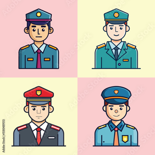 Security Guard Flat Style Occupation Vector Illustration