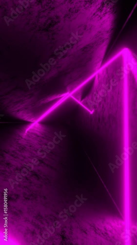 Abstract Seamless Loop Animation of Pink Neon Ray Moving in Endless Tunnel