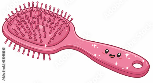Cute Pink Hairbrush Illustration: Perfect for Beauty Blogs & Websites
