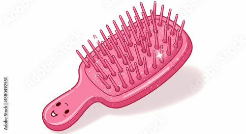 Sparkling Pink Hairbrush Illustration: A Cute & Shiny Design