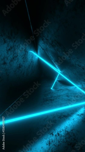 Abstract Seamless Loop Animation of Blue Neon Ray Moving in Endless Rotating Tunnel