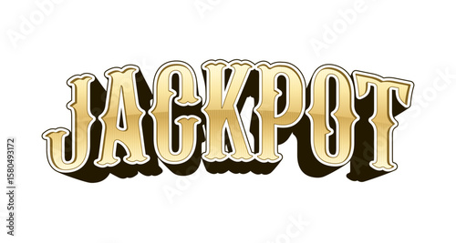 Jackpot bonus text without background. Golden title on western style vector illustration