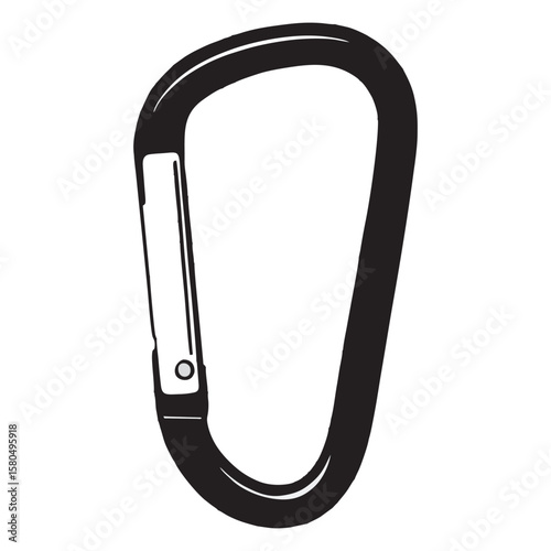 silhouette photo of a carabiner with a white background