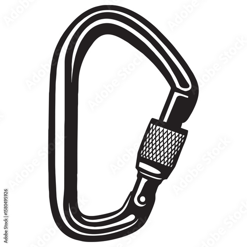 silhouette photo of a carabiner with a white background