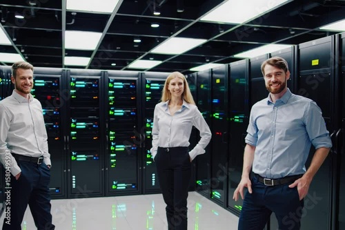 Experts conduct a tour of a modern data center showcasing advanced technology and efficient server management
