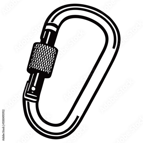 silhouette photo of a carabiner with a white background