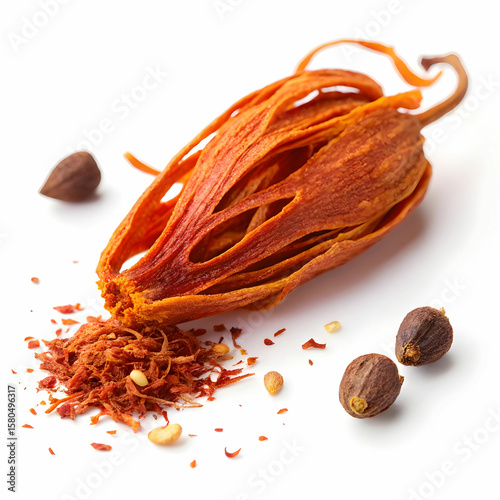 Dried mace blades are warm, sweet, and aromatic, used in savory and sweet dishes,