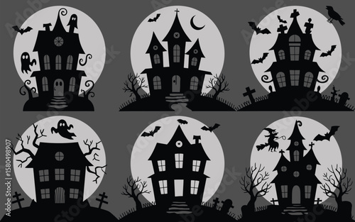 Halloween Haunted House Collection – Cartoon Vector Symbols