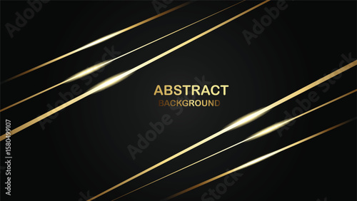 Modern abstract background with sharp gold lines on a dark black surface, suitable for tech or luxury themes.