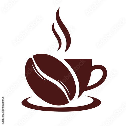 Coffee Vector Icon Design – Minimal Coffee Cup Silhouette on White Background
