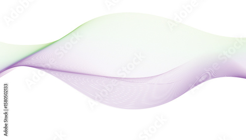 Green and Purple Abstract Wave Lines on White Background