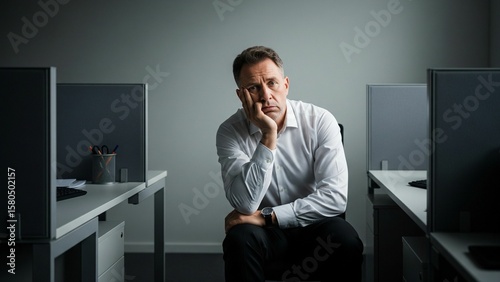 Businessman sitting at desk in office