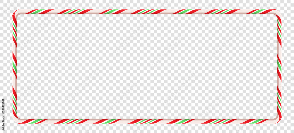 Fototapeta premium Christmas candy cane frame template for party poster, greeting card, banner advertising, promotion, sale billboard, cinema, bar show, restaurant. vector 10 eps
