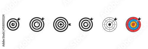 Wallpaper Mural Target icons including archery target with arrow isolated on white background Torontodigital.ca