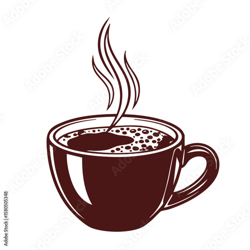 Coffee Vector Icon Design – Minimal Coffee Cup Silhouette on White Background 