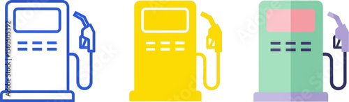 Gas station icon set vector illustration fuel pump design service station art