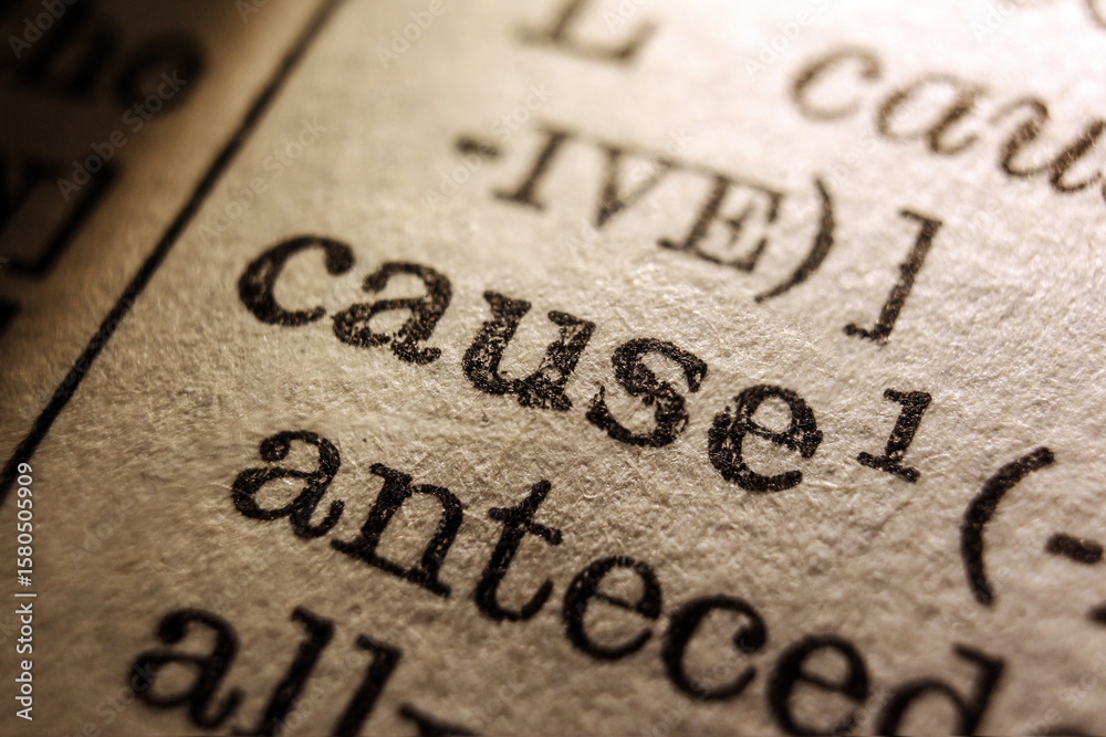 Word cause on dictionary page, macro close-up
Word cause on dictionary page, macro close-up