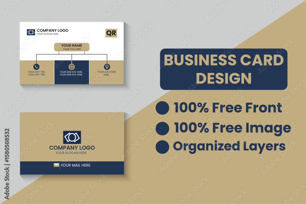 Fototapeta premium Professional Business Card vector illustration. Visiting Card organized layout & print design.