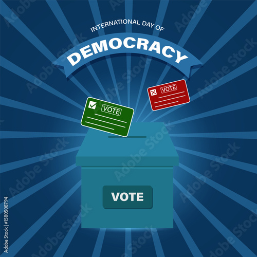 Celebrate International Day of Democracy with a vibrant voting box design, symbolizing freedom, election rights, and civic power in democratic nations.