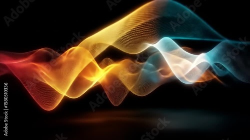 Abstract Waves with Red Orange Blue Glow.
