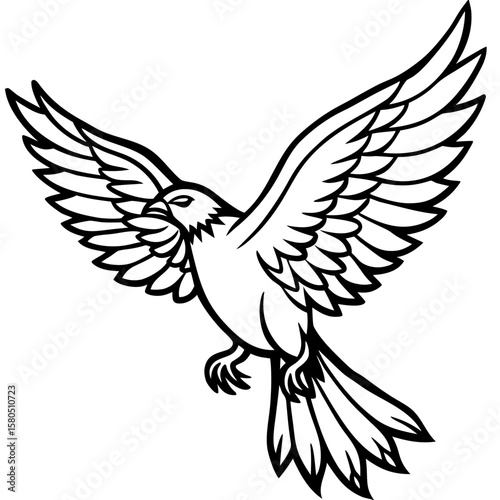 Majestic eagle in mid flight with wings spread wide silhouette