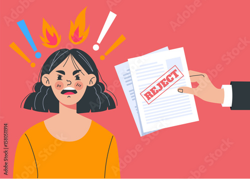 Office worker people character received refusal. Vector flat cartoon illustration