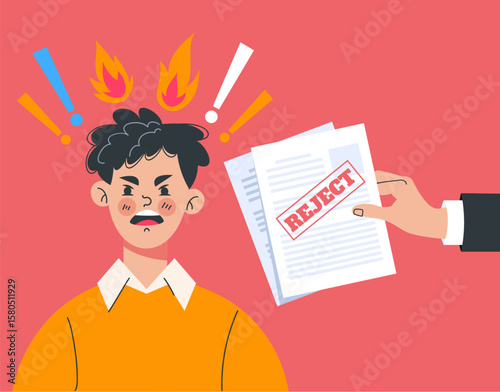 Office worker people character received refusal. Vector flat cartoon illustration
