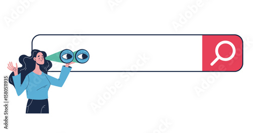 Search work job bar with people characters. Online internet browsing users searching and looking available vacancy concept. Recruitment service networking. Vector graphic design illustration