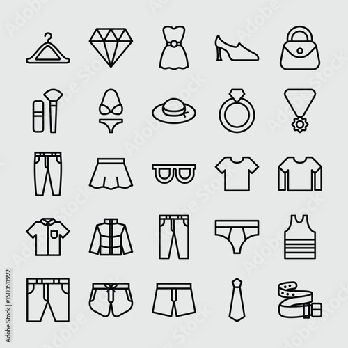 icon fashion collection. pack of filled and outlined icons