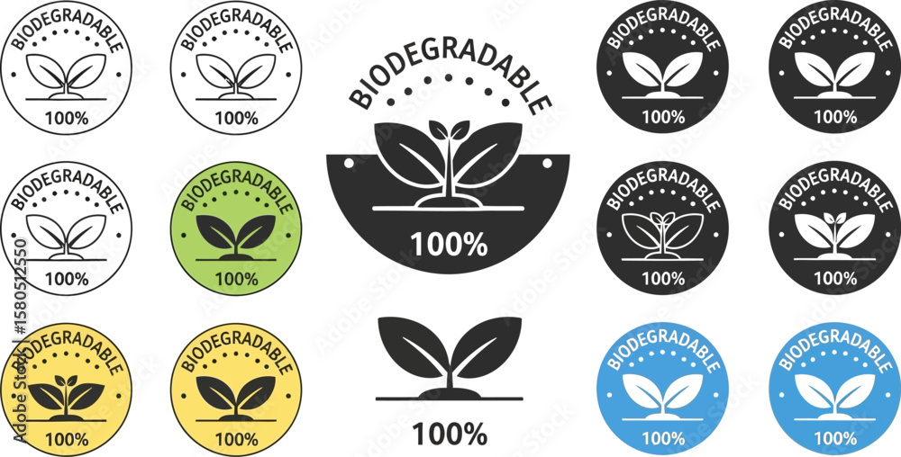 Naklejka premium Biodegradable product labels collection vector design for eco friendly goods