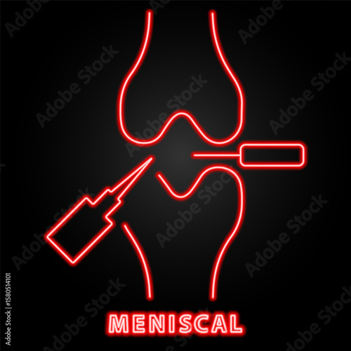 meniscal neon sign, modern glowing banner design, colorful modern design trends on black background. Vector illustration.