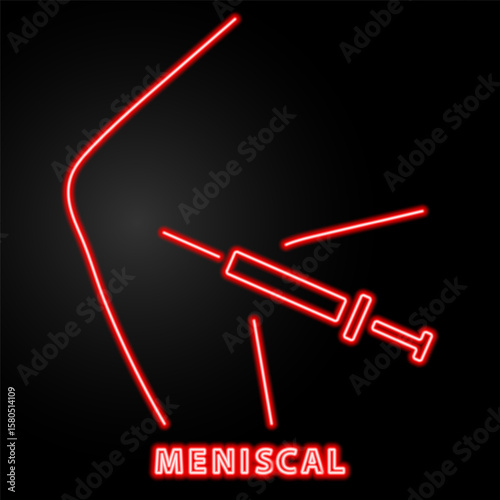 meniscal neon sign, modern glowing banner design, colorful modern design trends on black background. Vector illustration.