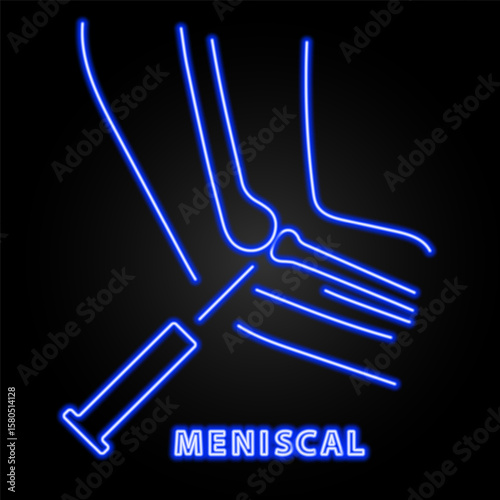 meniscal neon sign, modern glowing banner design, colorful modern design trends on black background. Vector illustration.