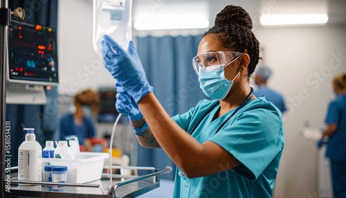 Emergency Nurse Providing Critical Care in a Hospital Setting