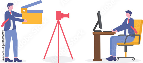 Video production and movie record process in studio.
