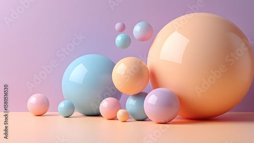 Pastel color spheres background for product display and presentation mockup template