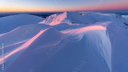 Winter mountain landscape at sunrise scenic snow capped peaks and alpine adventure views