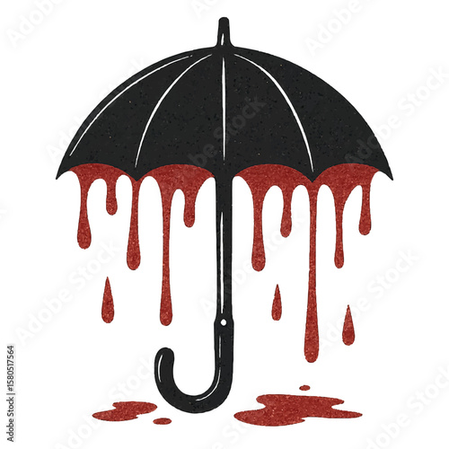 Bloody Gothic Umbrella Illustration Inspired by MCR Aesthetic