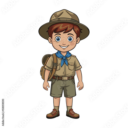 cartoon tourist with backpack